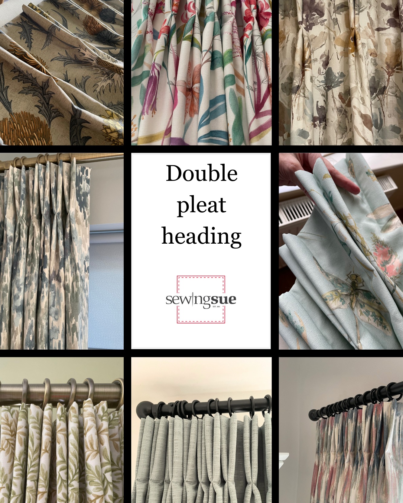 Double pleat curtains are the most popular curtain heading my clients choose. It's simple and stylish and the best bit it uses a little less fabric to construct than the traditional triple pleat heading which can mean a little less fabric.