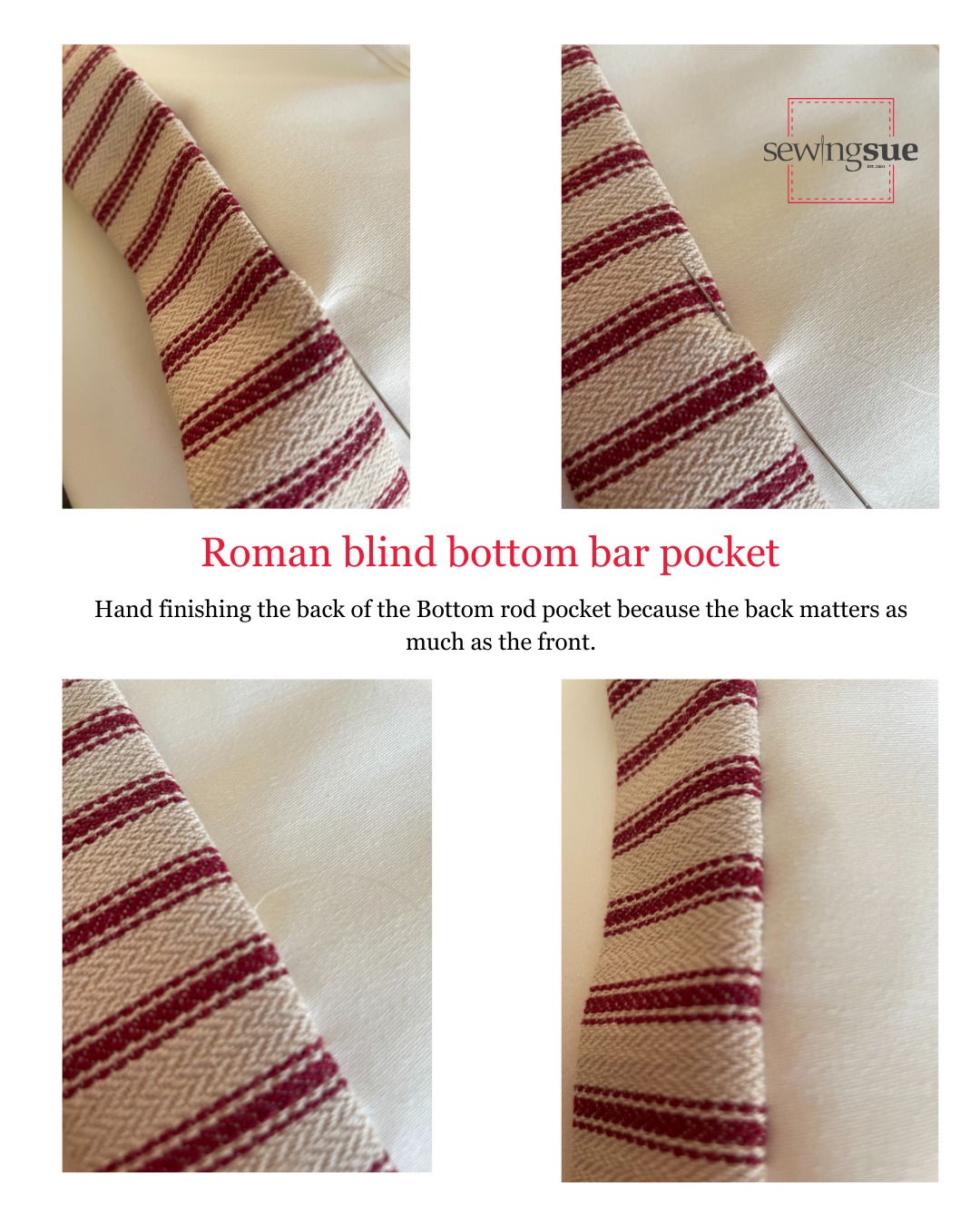 I take as much care with stitches on the back of my roman blinds, as I do on the front. In fact, there aren't any stitches that show on the front so why have them showing on the back!

#romanblinds #handcraftedromanblinds #sewingsuehemyock #devoncurtainmaker #soletrader #workingfromhome #makingyourhomebeautiful
